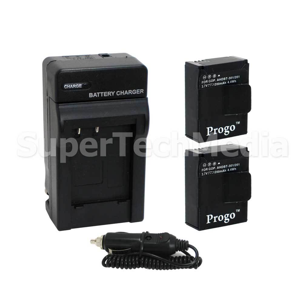2 x Battery + Charger Kit For GoPro HD Hero 3 HERO3 Camera AHDBT-201 AHDBT-301