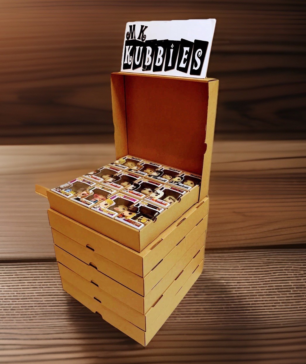 Funko Pop storage case with LID by Mk Kubbies! 4-Pack.
