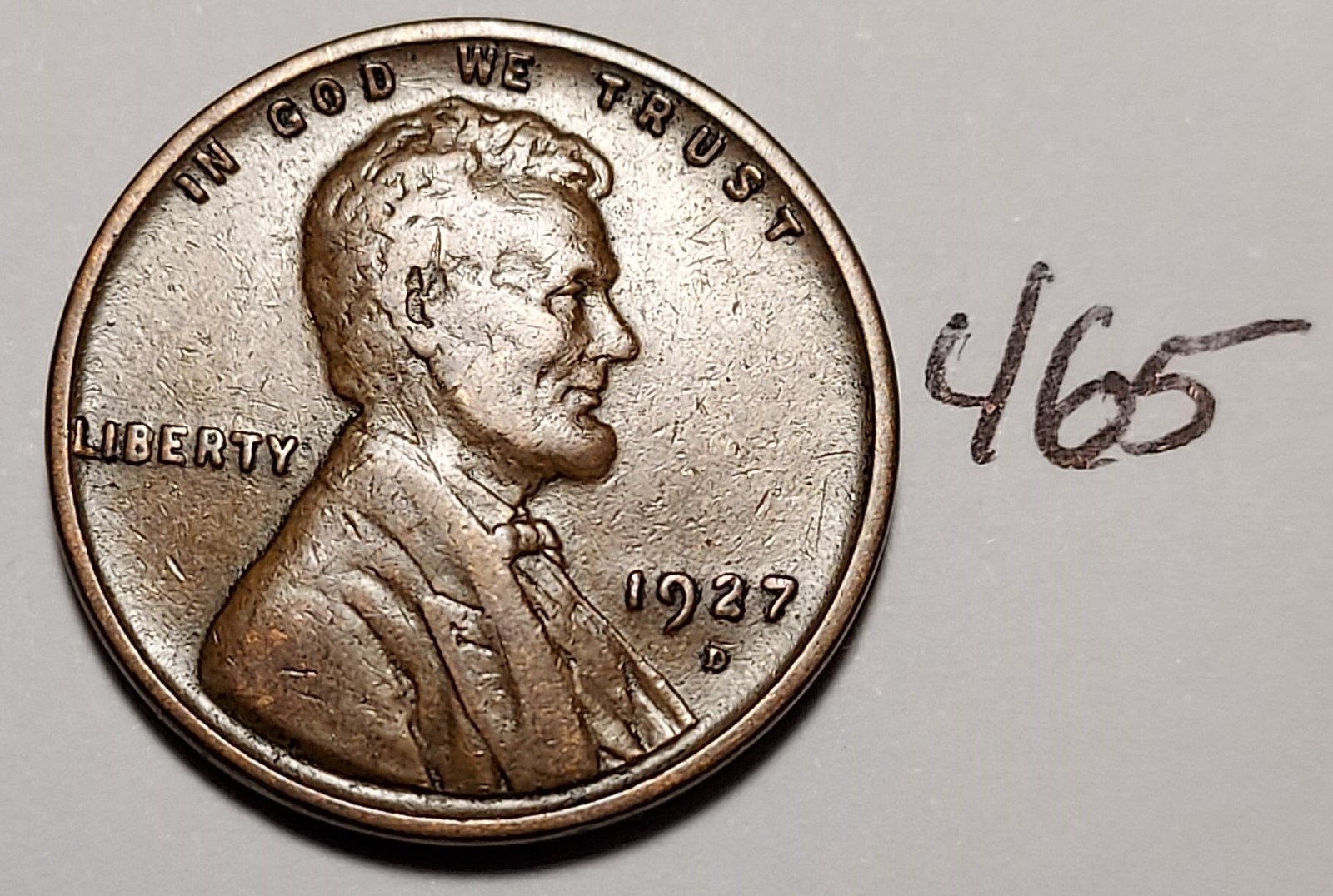 1927-D Lincoln Wheat Cent      Very Fine   #465