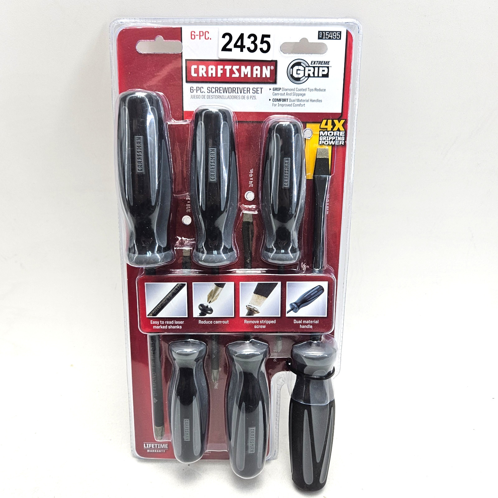 Craftsman Extreme Grip 6 Pc Diamond Tip Screwdriver Set 25006 Slotted Phillips