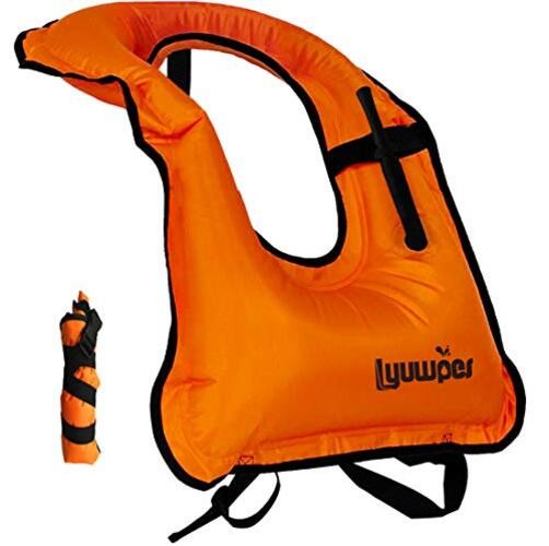 Inflatable Snorkel Vest Adult Snorkeling Jackets Free Diving Swimming orange