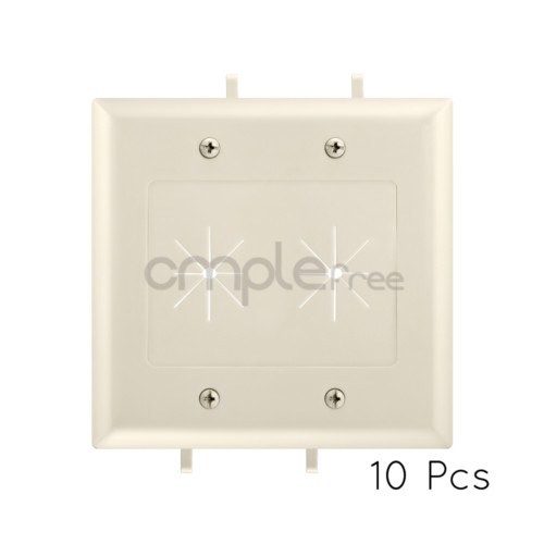 2 Gang Lite Almond Wall Plate With Flexible Opening  - Lot of 10 NEW