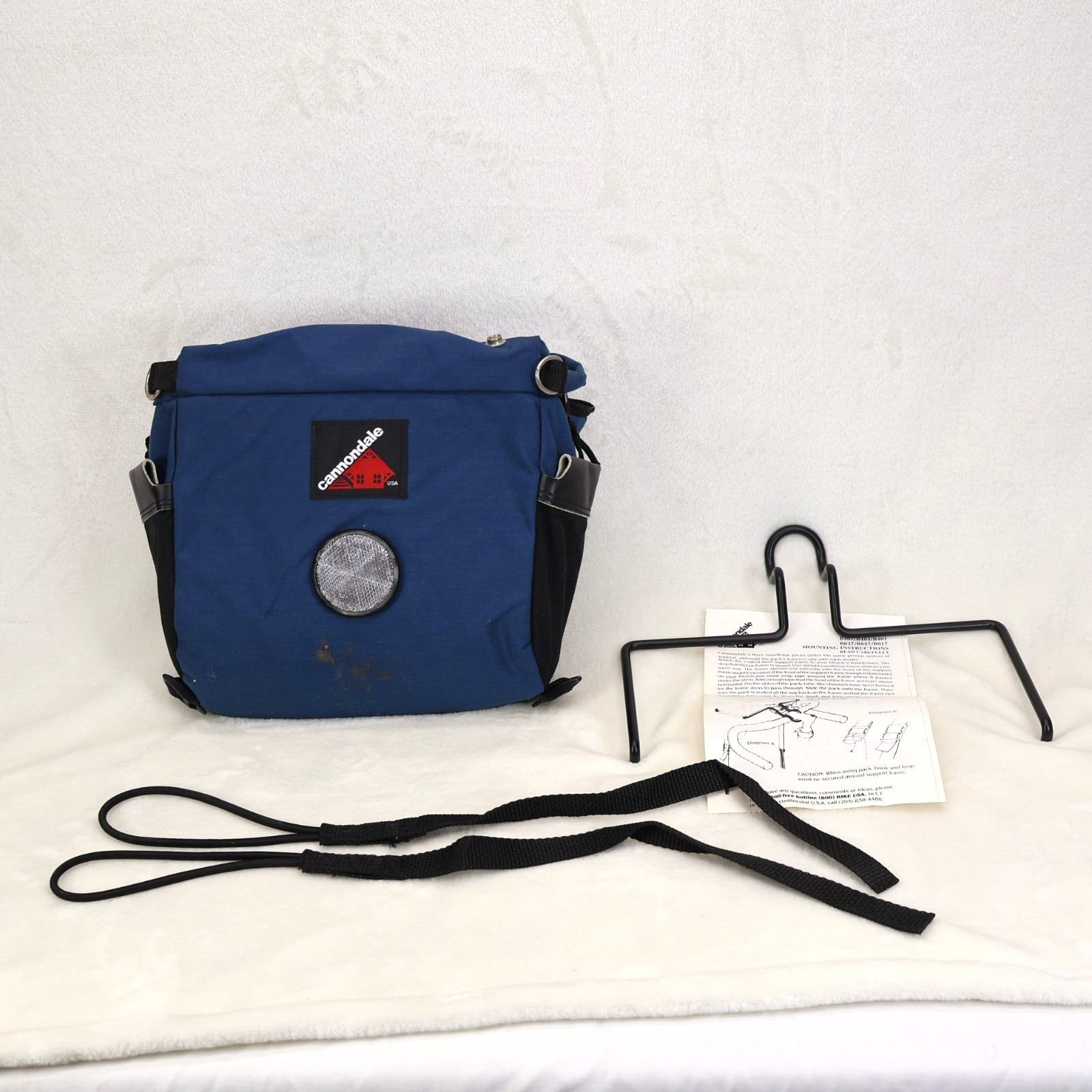 Vintage Cannondale Handlebar Bag Blue Black Reflector Map Case Mount Touring USA