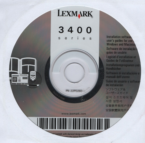Lexmark 3400 Series Printer Software Install CD-ROM Windows & Mac OS (2006)