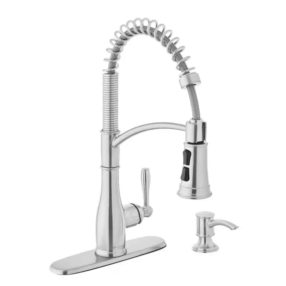 Glacier Bay Mandouri Single Handle Spring Neck Pull Down Sprayer Kitchen Faucet