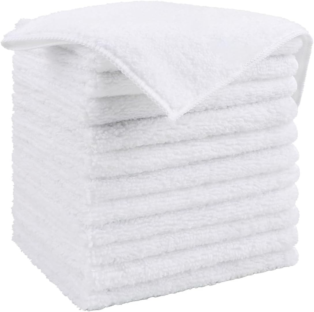 12 Pack Microfiber Cleaning Cloths - Lint-Free & Scratch-Free Elegance