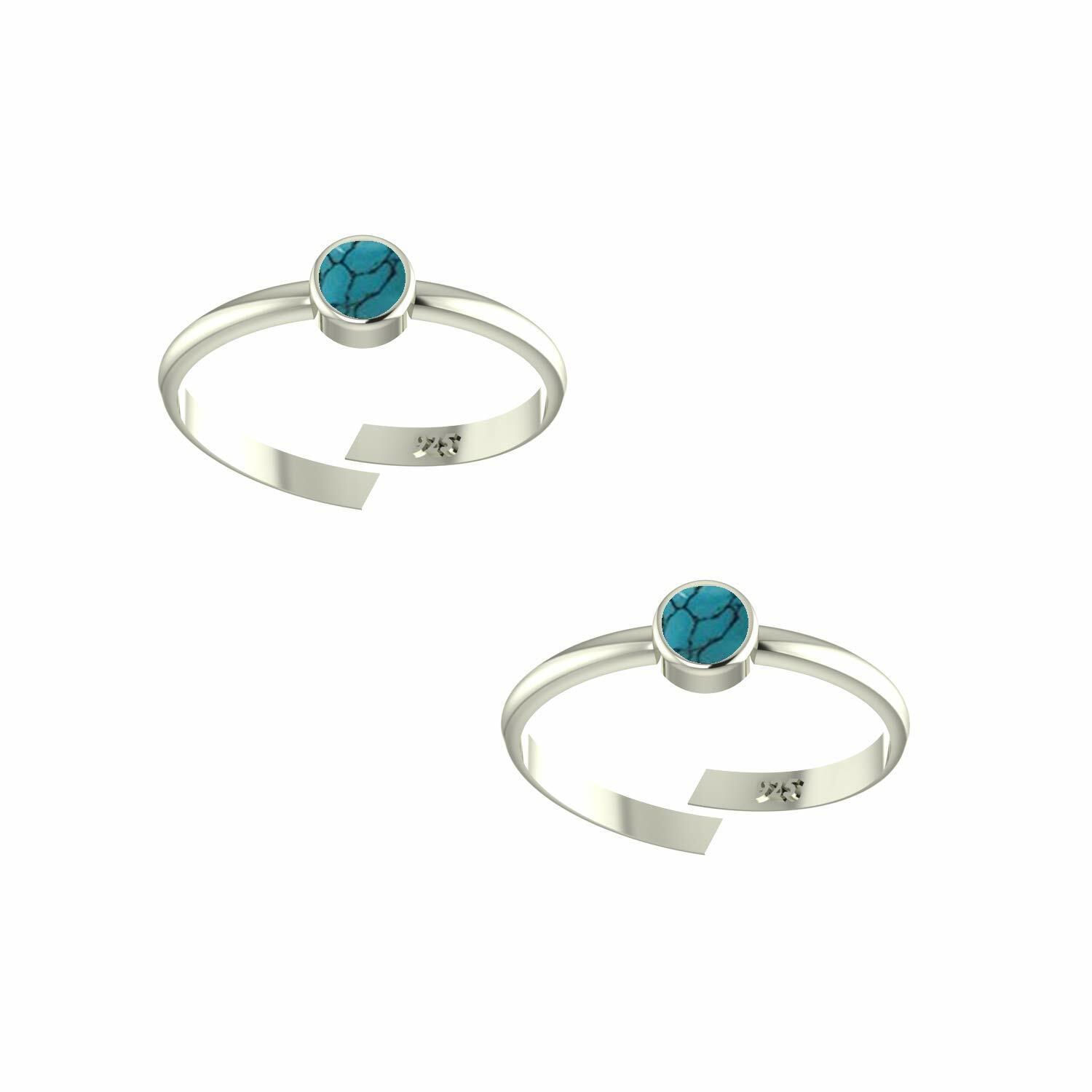 Turquoise Gemstone Toe Ring Finger Toe Ring Leg Rings 92.5-925 Sterling Silver