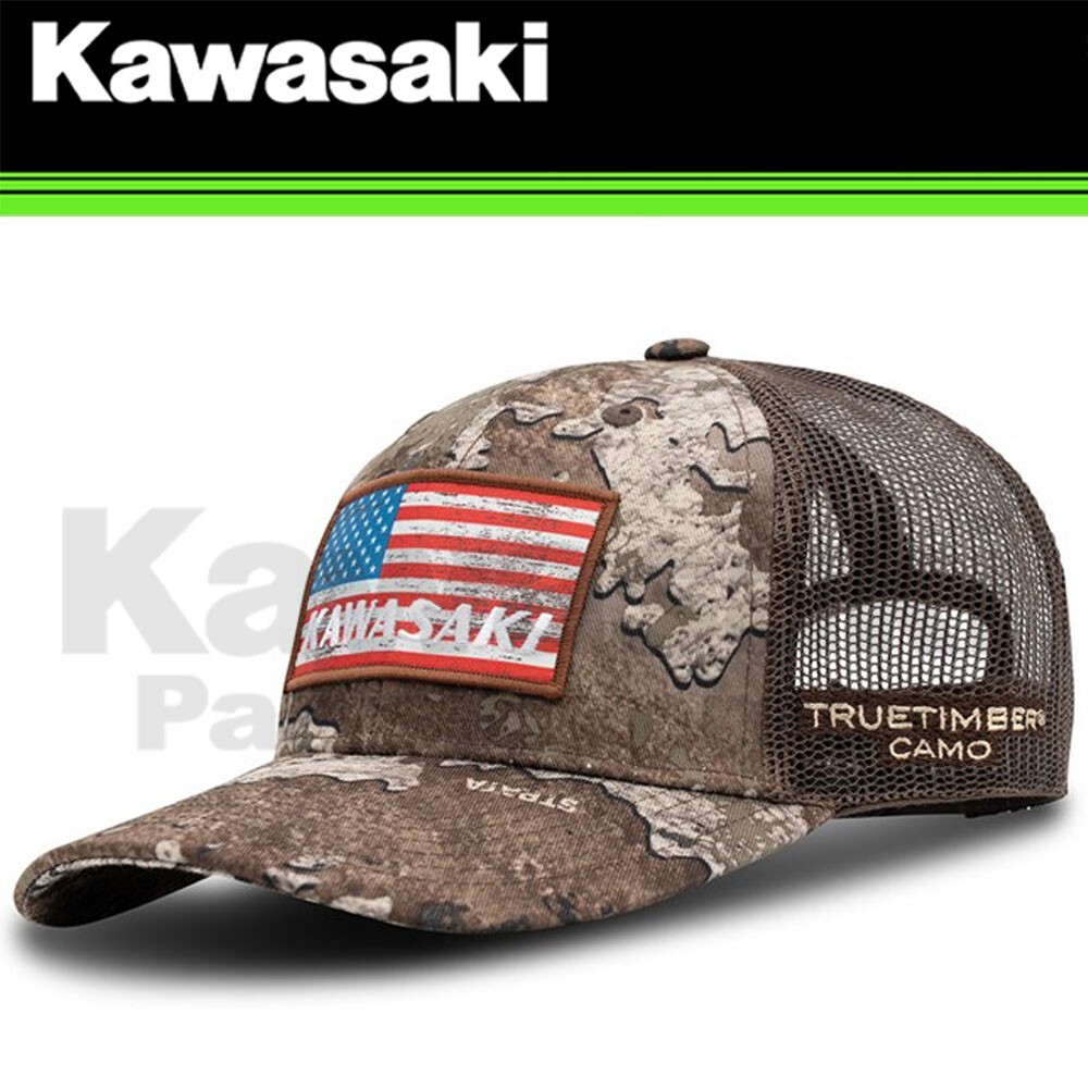 NEW GENUINE KAWASAKI STRATA HERITAGE FLAG CAP 100% POLYESTER K005-4141-GNNS