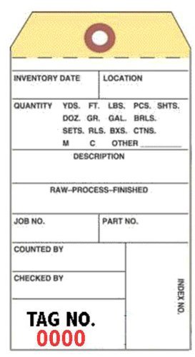 Inventory Tags, 2-Part Carbonless NCR, 3-1/8" x 6-1/4", Box of 500, 15-303
