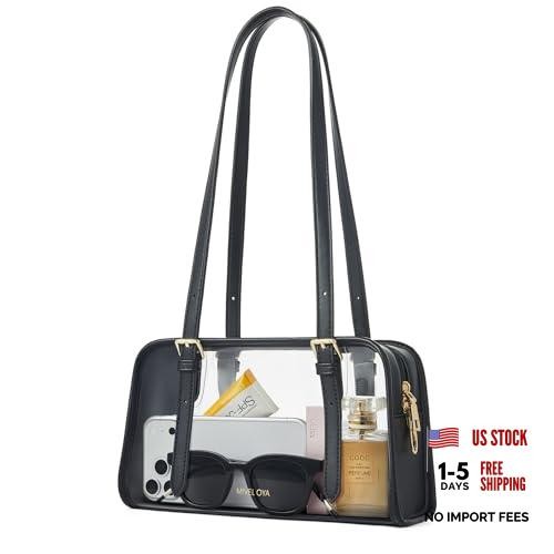 Clear Bag for Stadium Events, Women's Clear Purse | Clear Shouler Bag, Black
