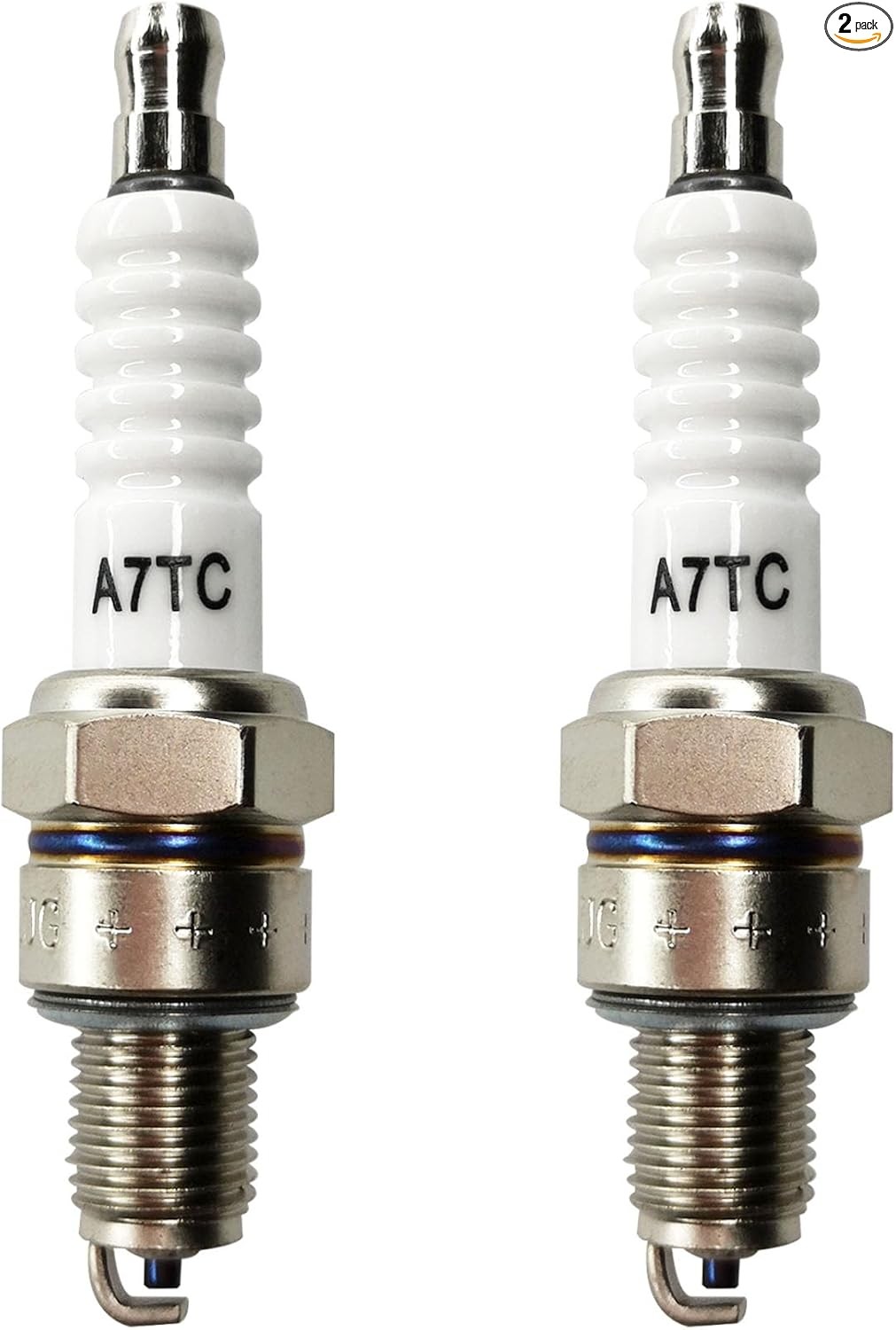2Pcs A7TC Spark Plug for 50cc 70cc 90cc 110cc 125cc 150cc A Color: White 2 Pcs