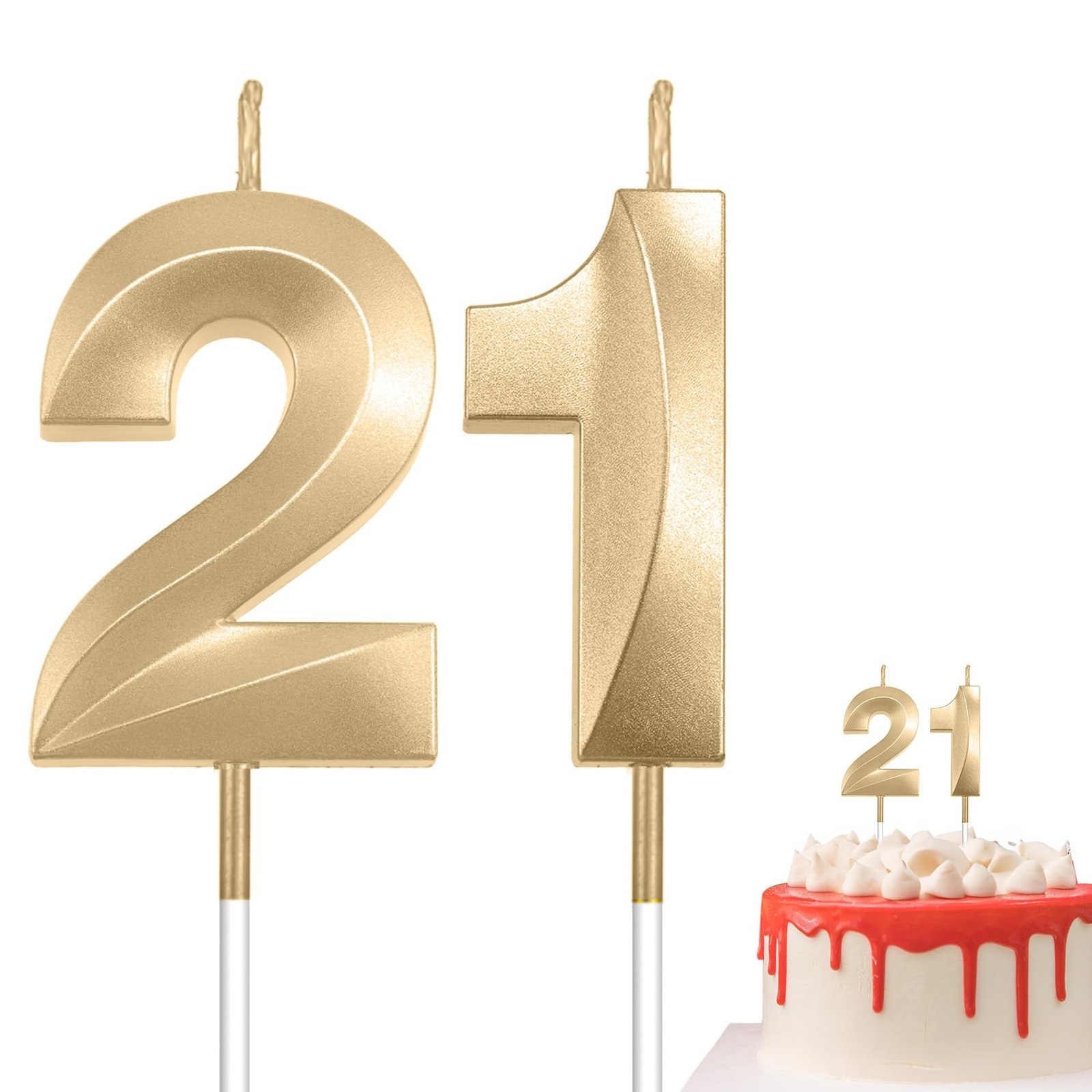 Numeral 21 Candles for 21st Birthday Cake Gold Number Anniversary Decor
