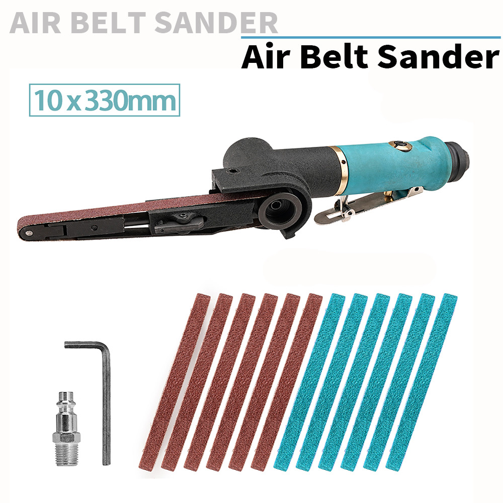 330x10mm Mini Pneumatic Belt Sander Pneumatic Tool With 12Pcs Sanding Belts Kit