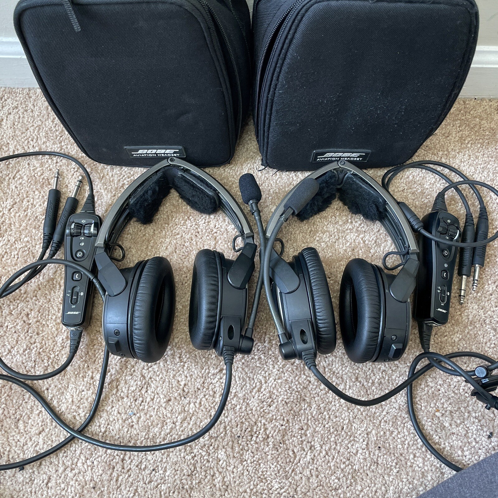 2x Bose A20 ANR Aviation Headset w/  Dual GA Plug, Bluetooth