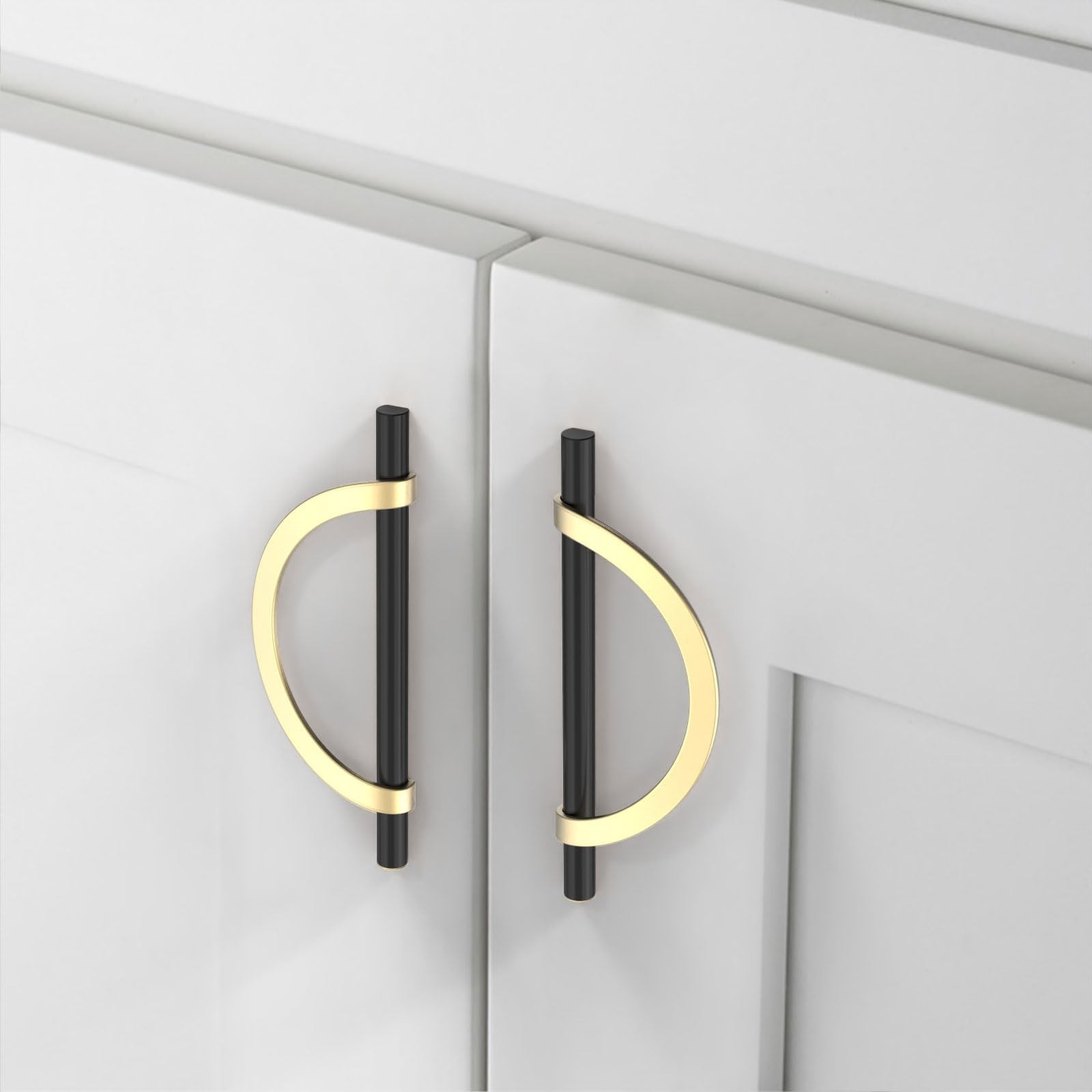 10 Pack Black Brushed Gold Cabinet Pulls 5 Inch(128MM) Hole Centers Kitchen C...