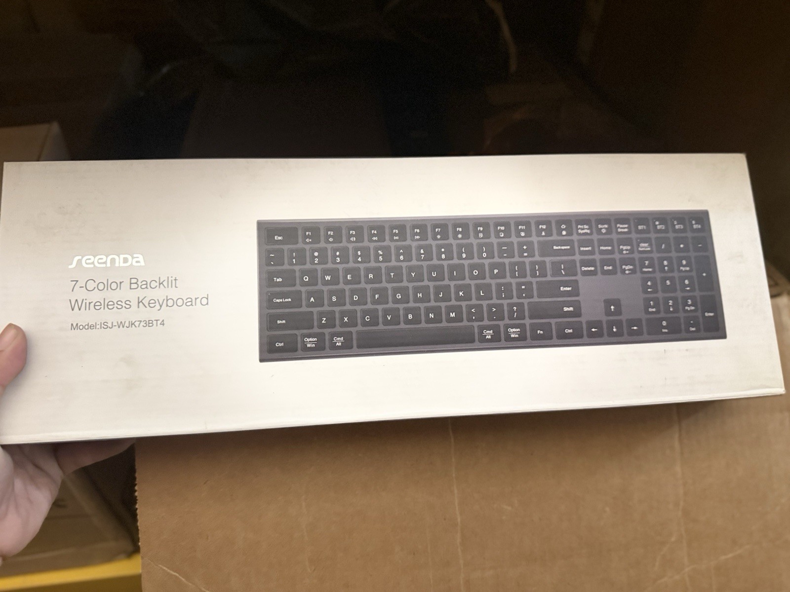 Seenda 7-Color Backlit Wireless Keyboard ISJ-WJK73BT4 Black QWERTY Standard