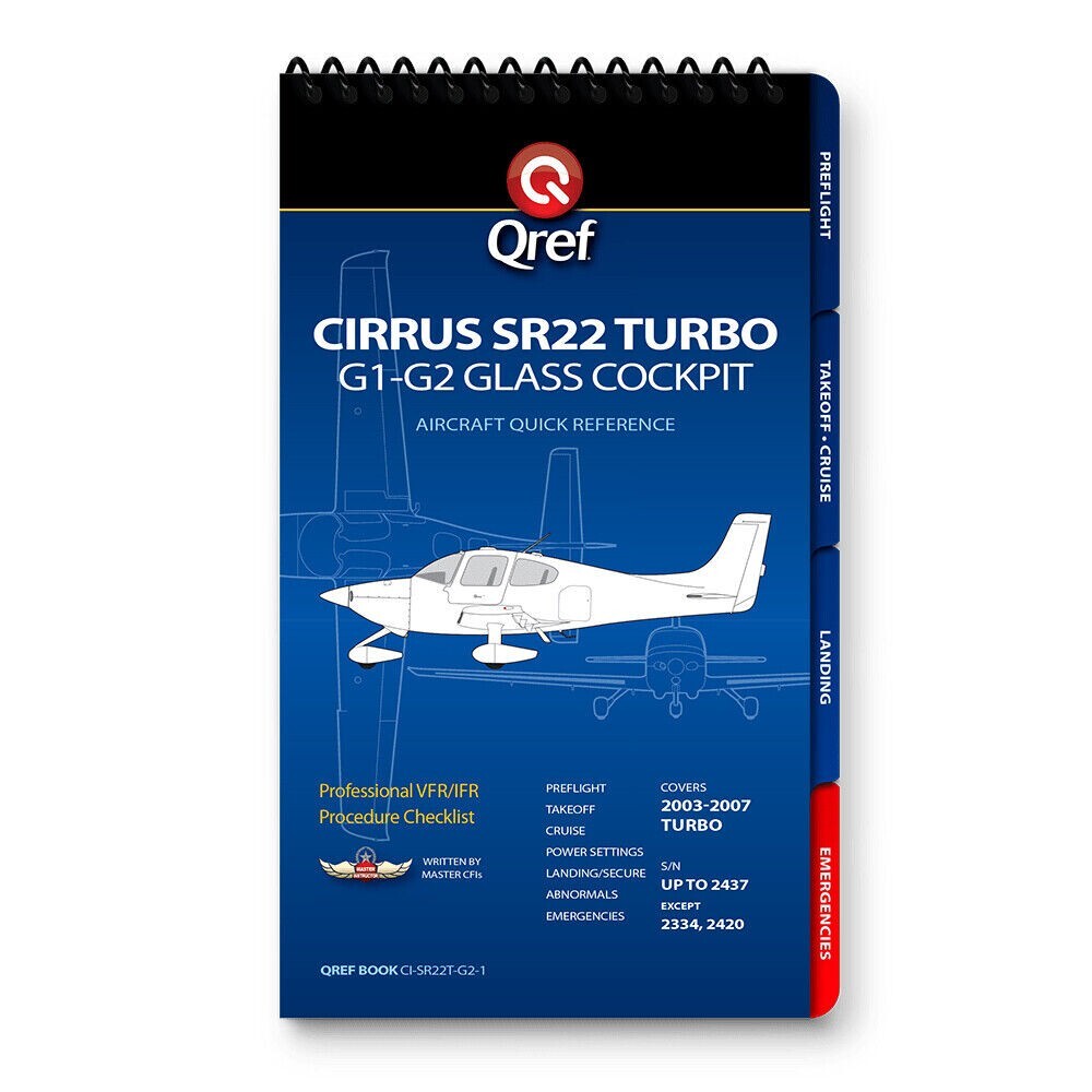 Cirrus SR22 G1-G2 Turbo Glass Cockpit Qref Book QREF-CI-SR22T-G2-1
