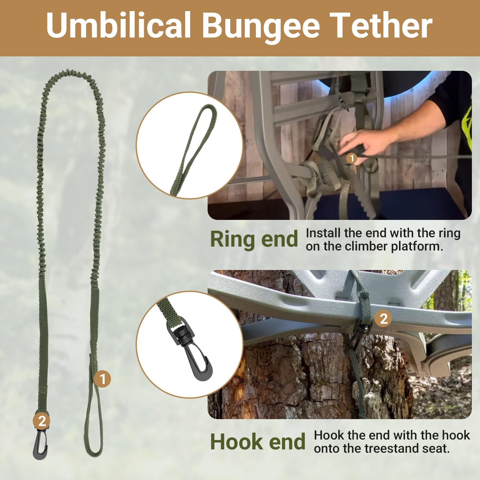 Climbing Tree Stand Backpack Tether Strap Bungee for Summit Viper Goliath Titian