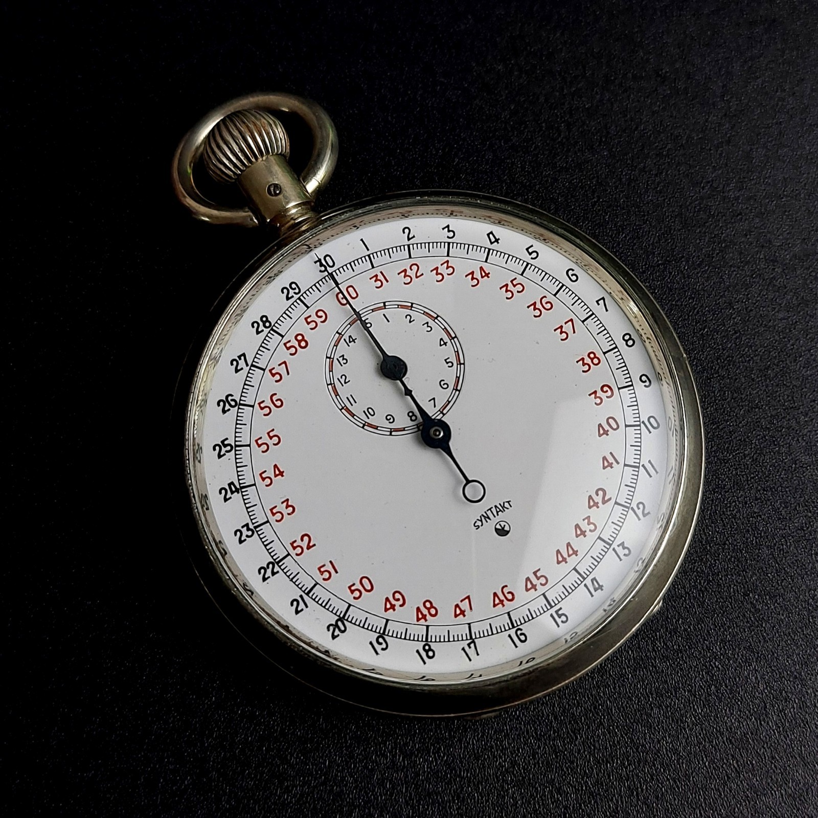 Vintage SYNTAKT Mechanical Stopwatch 7 Jewels Pocket Timer Serviced