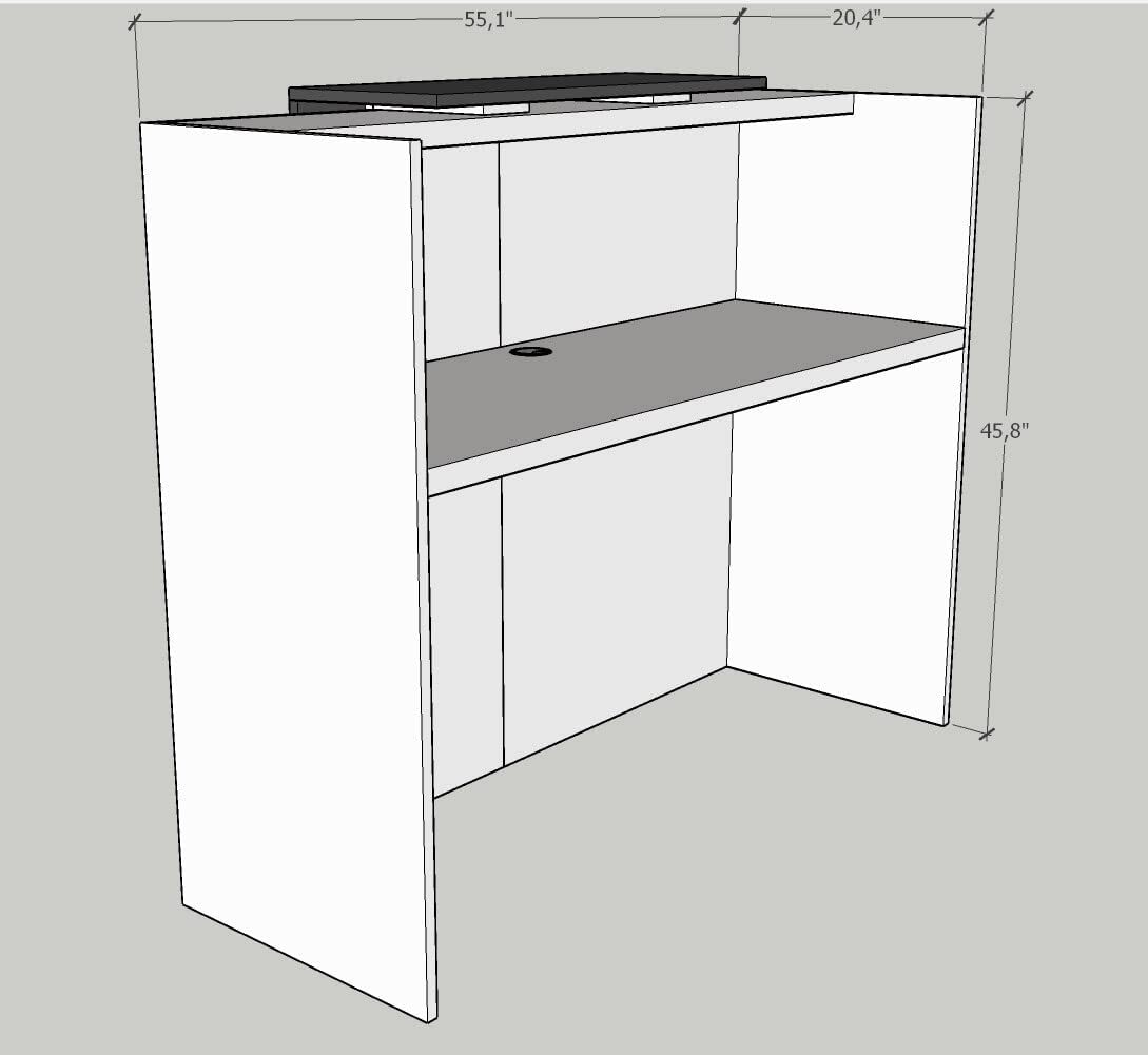 Reception Front Desk Counter Top, Laminate Desktop, Standing Table for Salon