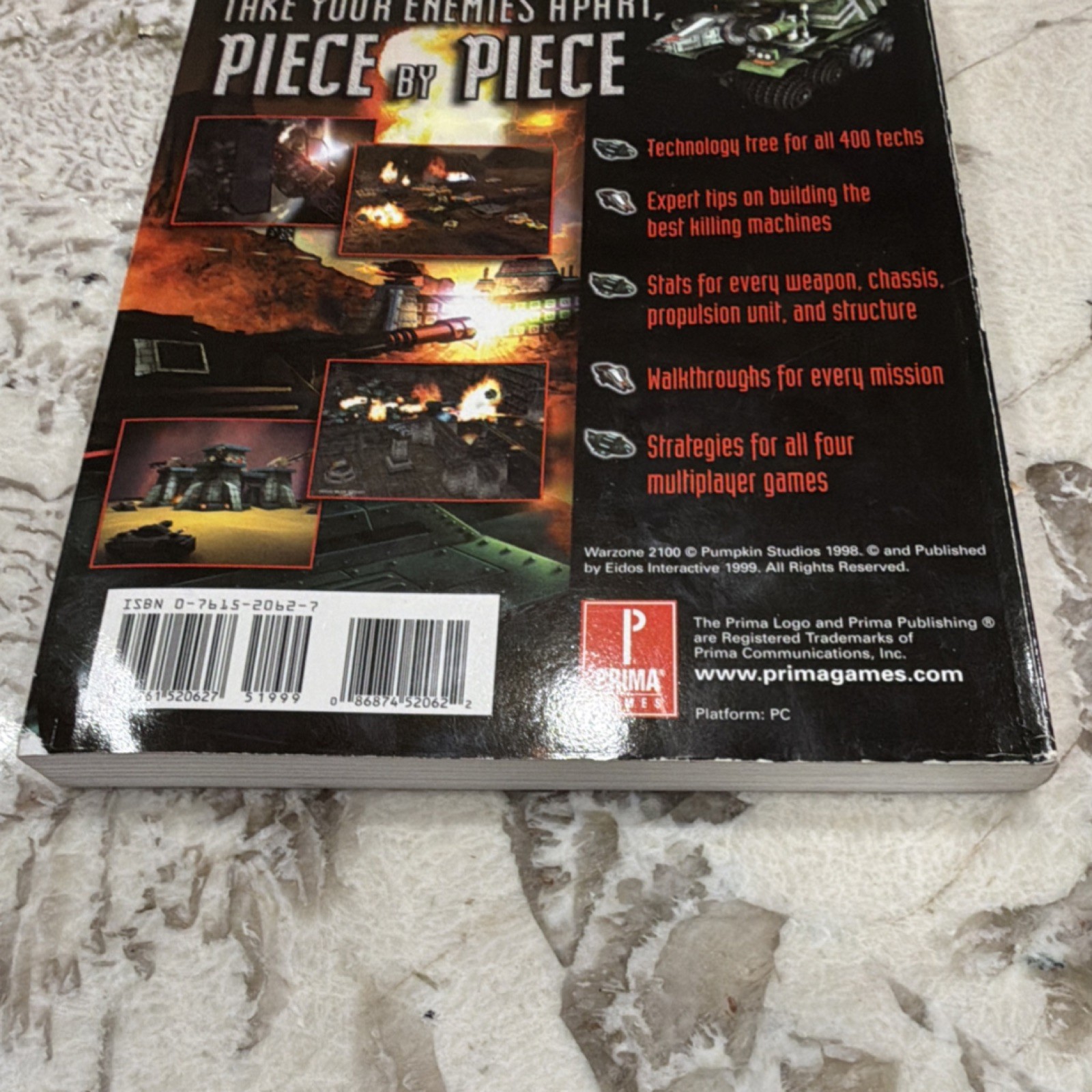 Warzone 2100 Prima’s Official Strategy Game Guide 1999 Eidos Interactive 208pgs
