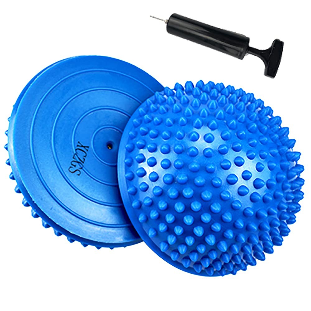 2PCS Hedgehog Balance Pods, Pimples Pilates Ball, Half Spiky Fitness Blue