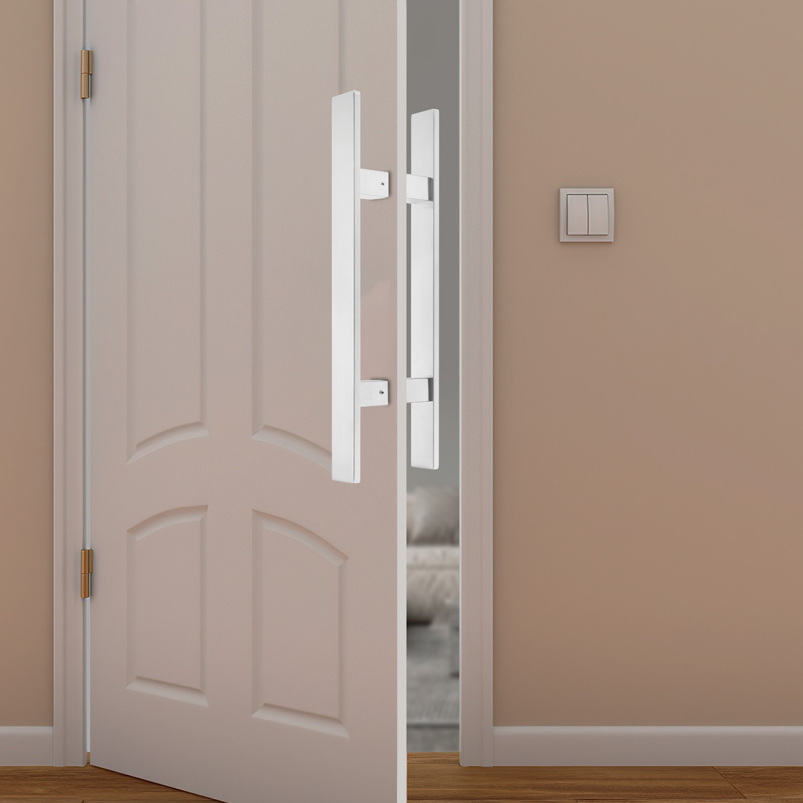 Stainless Steel Double Sided Push Pull Door Handle, H-shaped Door Pull Handle