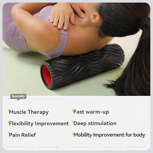 Foam Roller High-Density Exercise Roller, Deep Tissue Muscle Massage, Black