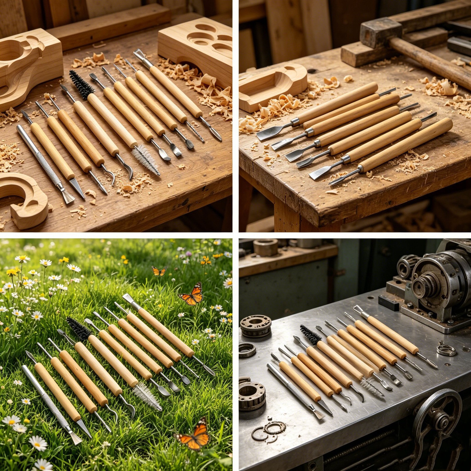 Wood Handle Pottery Clay Sculpting Tools 11Pcs Carving Shaping Modeling Kit