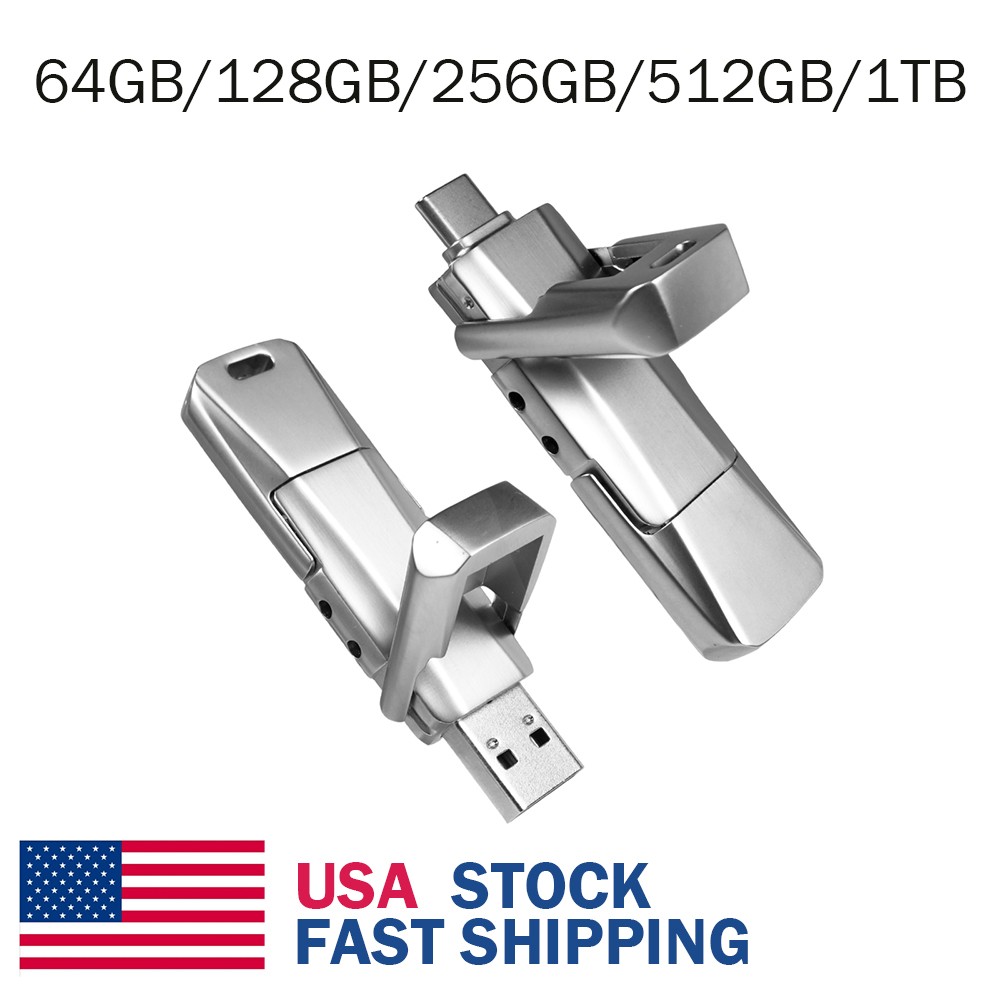 Solid State USB Flash Drive 550MB/s USB C & USB A 3.2 Dual Drive SSD Thumb Drive