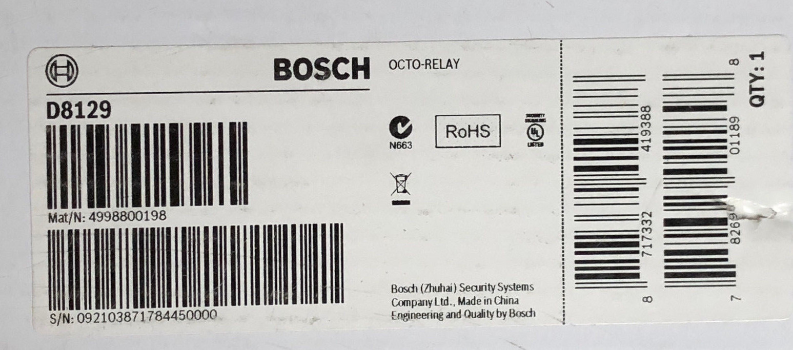 NEW SEALED Bosch Radionics D8129 Security System Octo-Relay Module Board