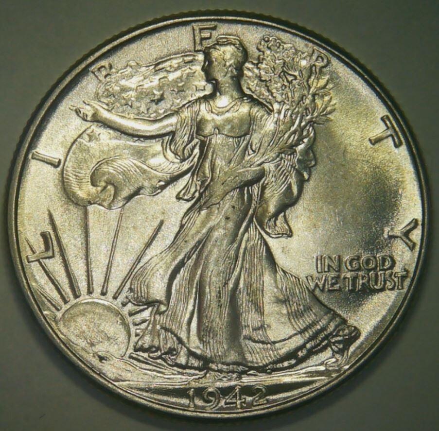 1942 50c Walking Liberty Silver Half Dollar FS-101 Variety GEM BU