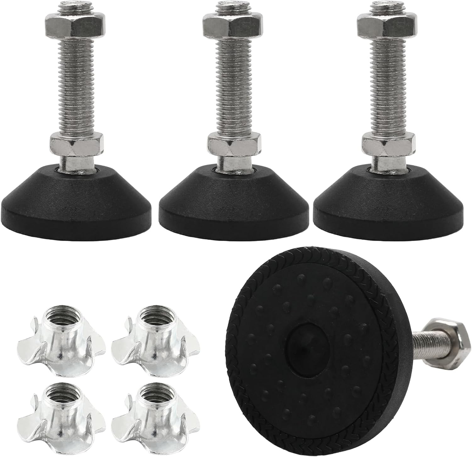 4Pcs M12 Leveling Feet Adjustable Furniture Levelers, 2" Dia Swivel feet Leg Lev