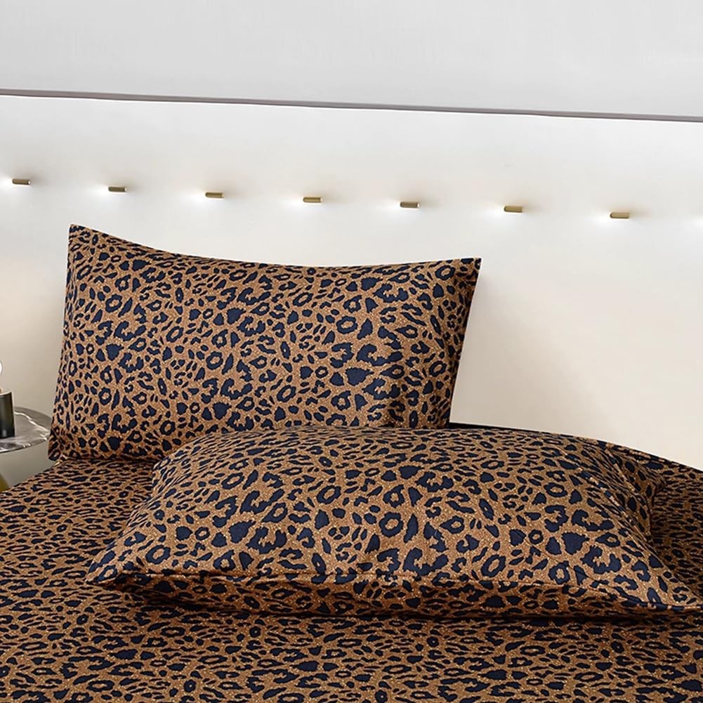 100% Soft Microfiber Leopard Pattern Fitted Bed 15" Deep Pocket Queen Size-1 ...