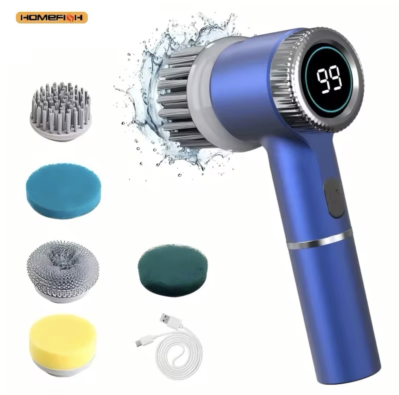 Electric Spin Scrubber Cordless Cleaning Brush 5 Heads Power Cleaner Kit