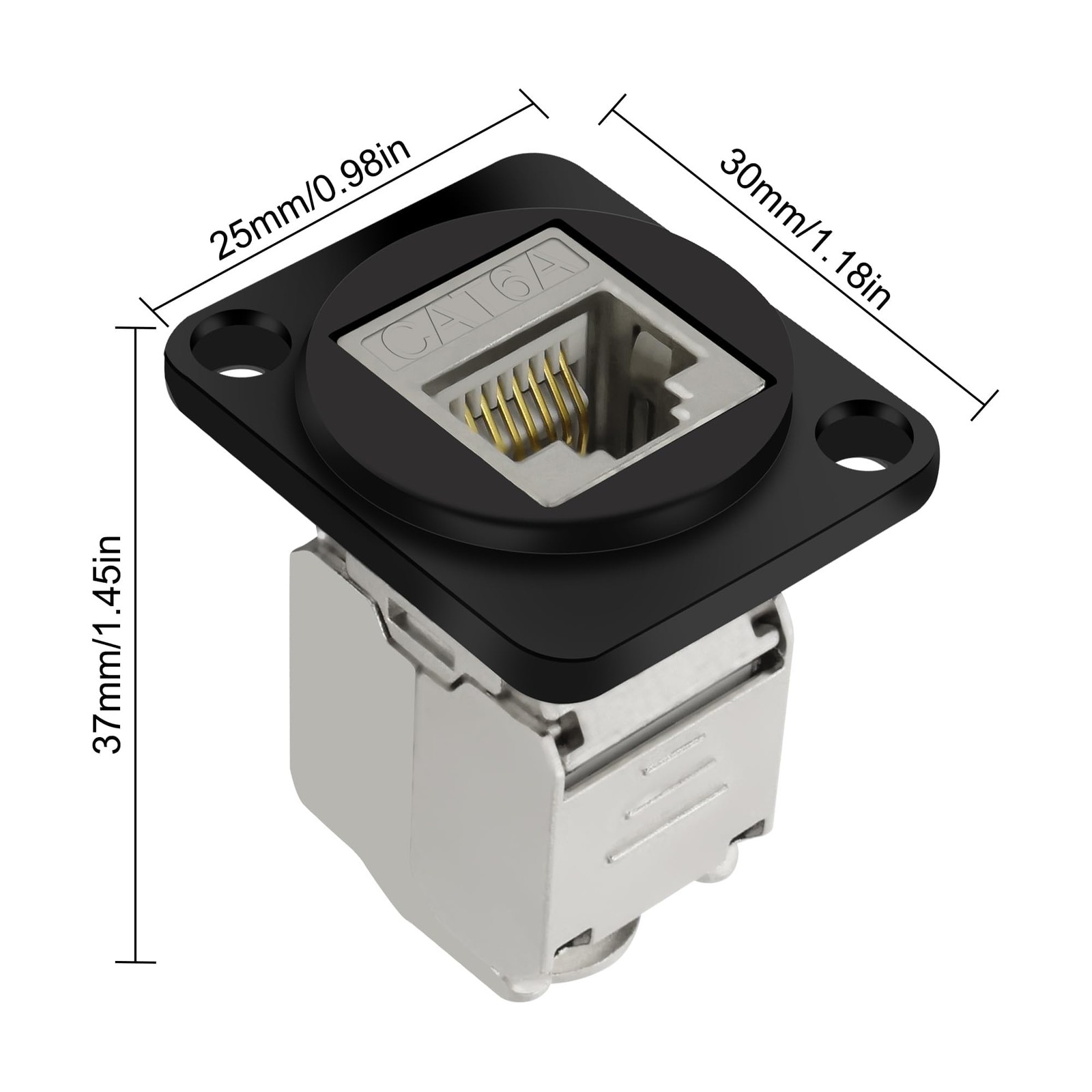 CAT6A DType Panel Mount Connector Shielded RJ45 Coupler Toolless Keystone