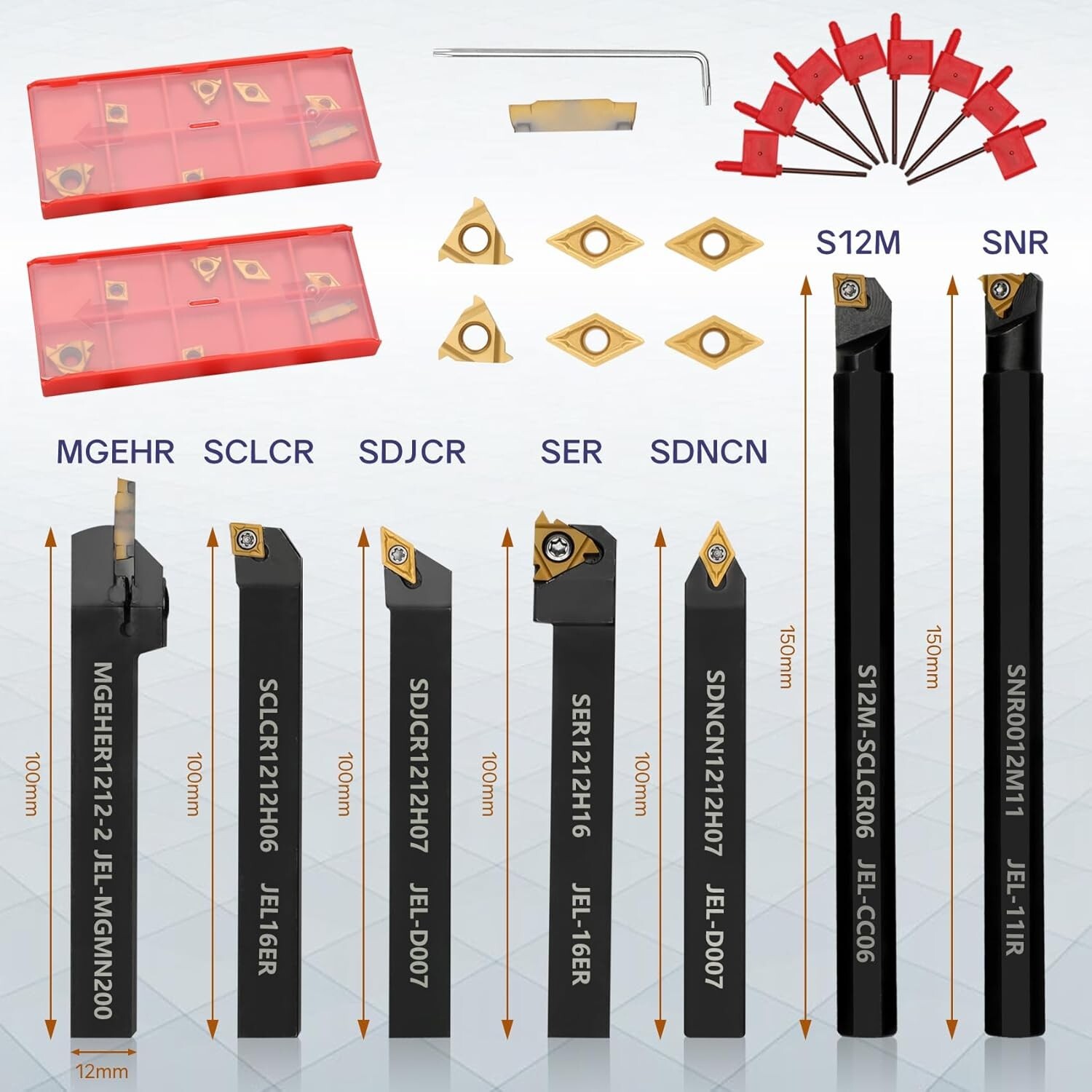 Versatile 21-Pc Indexable Lathe Tool Kit with Shock-Proof Holders & Inserts