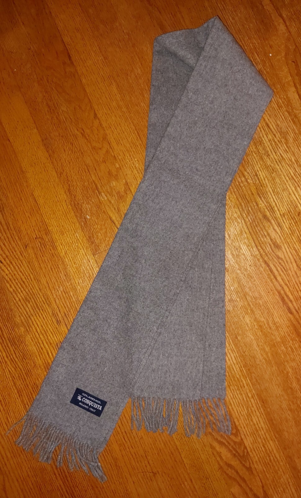 VINTAGE AUTHENTIC CONQUISTA MILANO Italy 100% Lambswool Gray 12"x64"