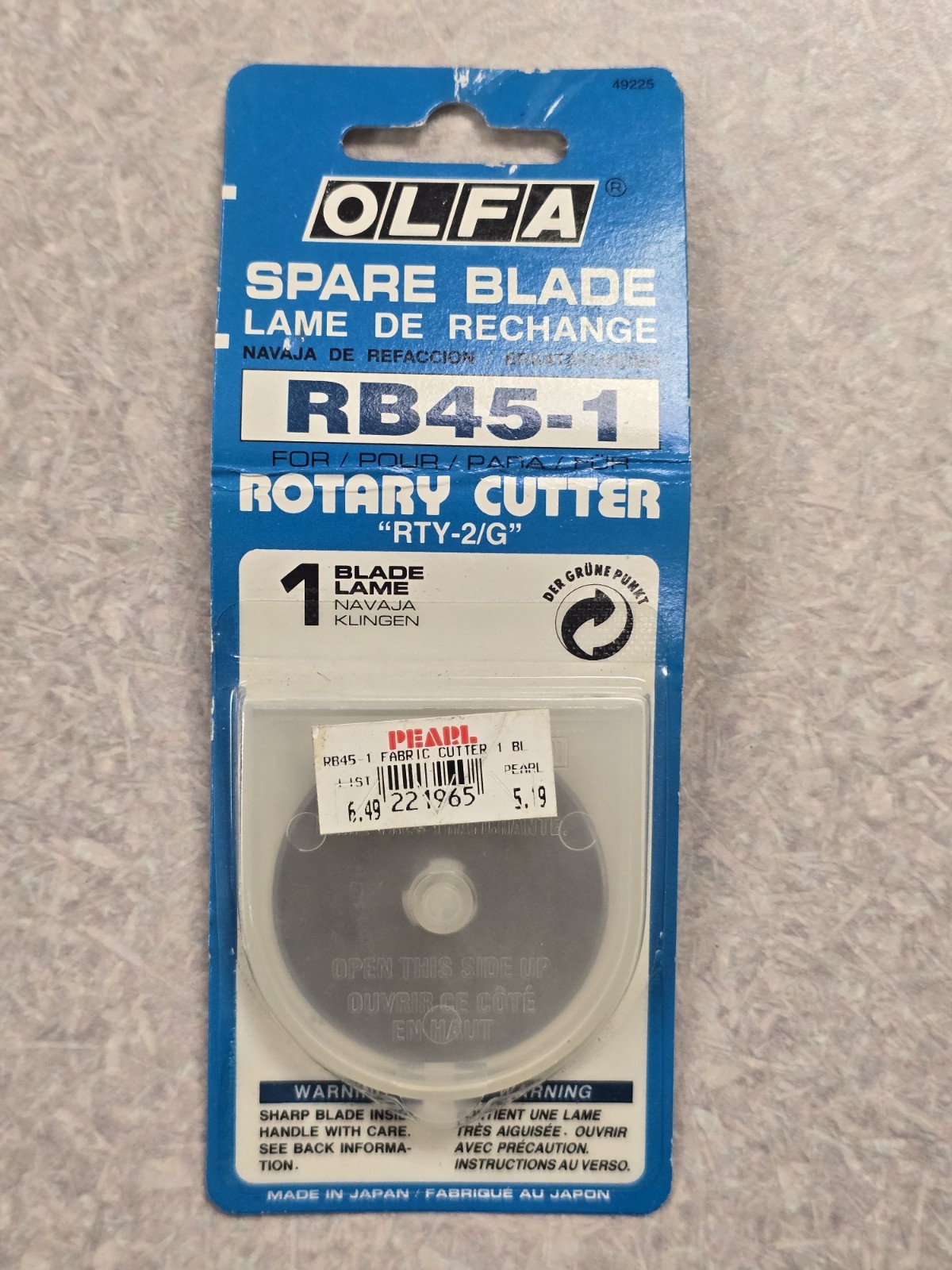 Olfa Rotary Cutter Spare Blade RB45-1 For Rotary Cutter "RTY-2/G" New Free Ship