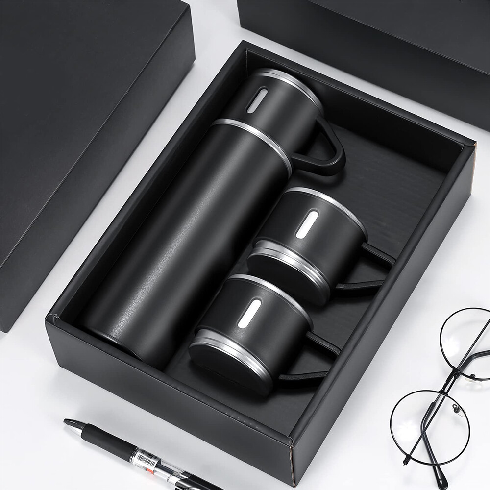 Steel Vacuum Insulated Bottle Gift Set Office Business Coffee Mug Thermos New