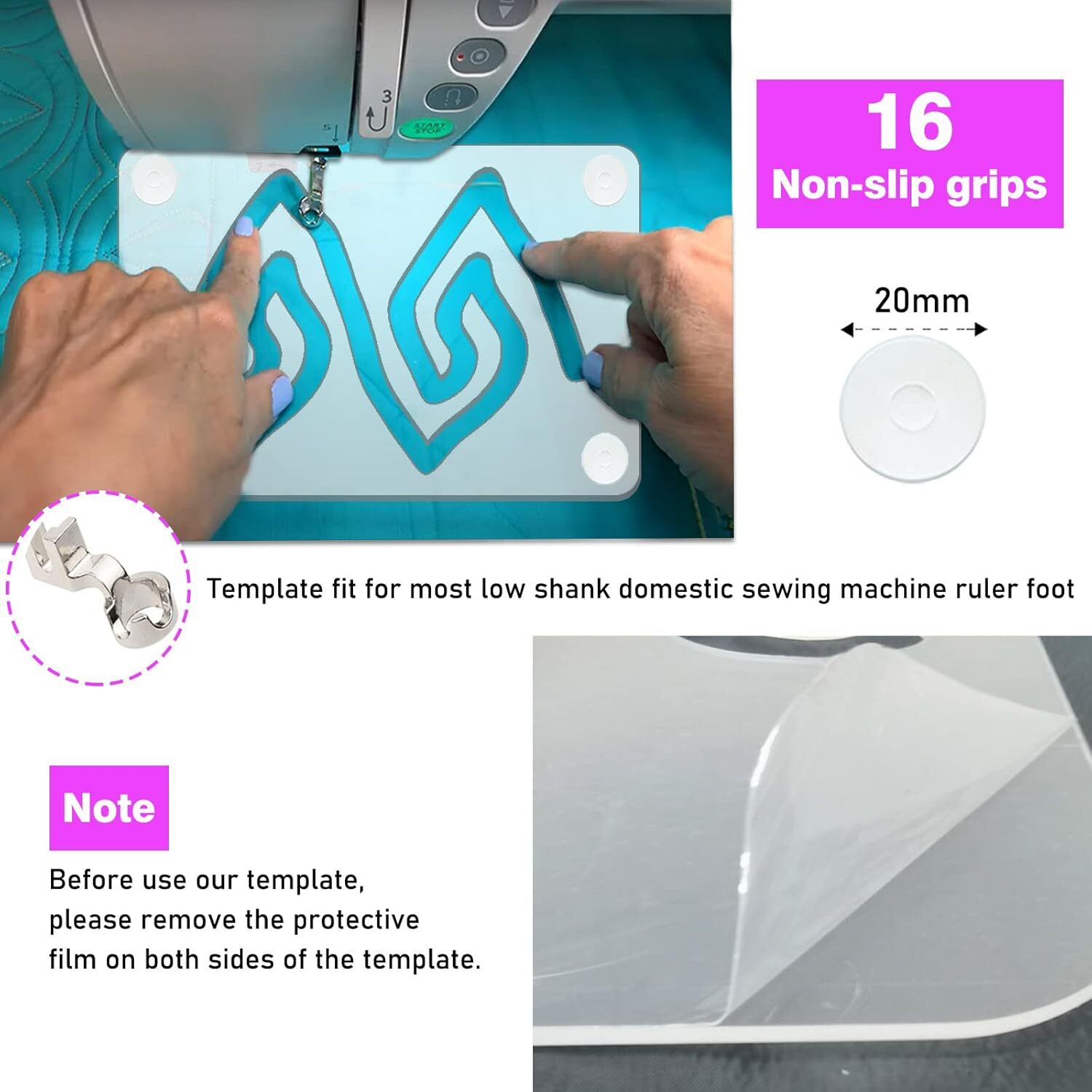 3Pcs Freemotion Quilting Rulers and Templates Set for...