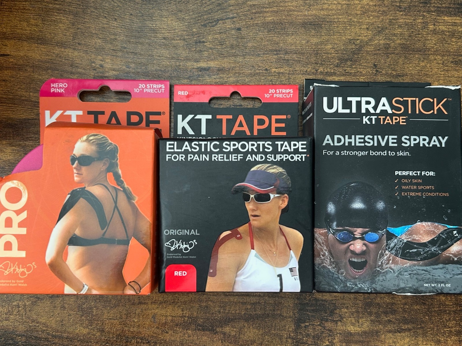 KT Tape PRO 20 Strip 10" Precut Hero Pink Elastic Sports Red Ultra Stick Spray