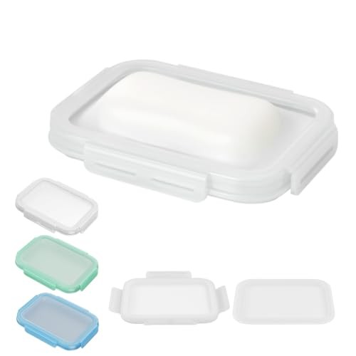 Ultra-Slim Travel Soap Case with Airtight Silicone Seal - Leakproof, White