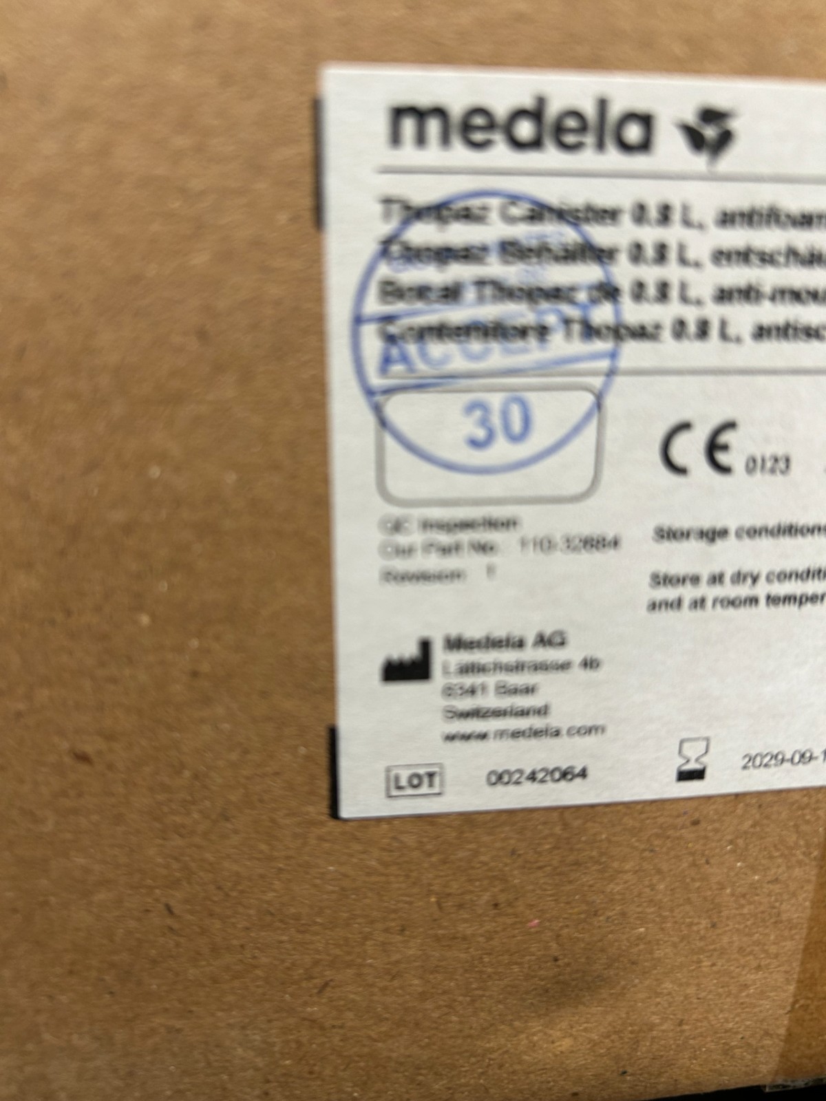 6/Cs Medela 079.0016 Thopaz Canister 0.8L, Antifoaming