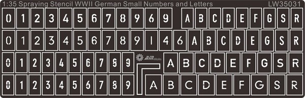 AM-WORKS LW35031 1/35 WWII German Turret Numbers & Letters (Small) -Stencil Mask