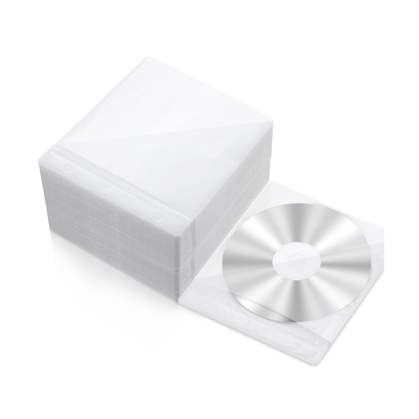 Harloon 200 Pcs Cd DVD Sleeves Envelopes Bulk Double Sided Refill Plastic Dis...