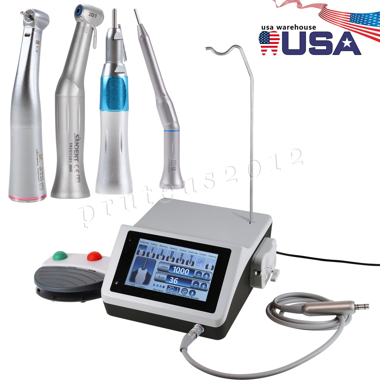 Dental 20°Surgical Implant Handpiece /1:5 Fiber Optic/LED Implant surgical motor