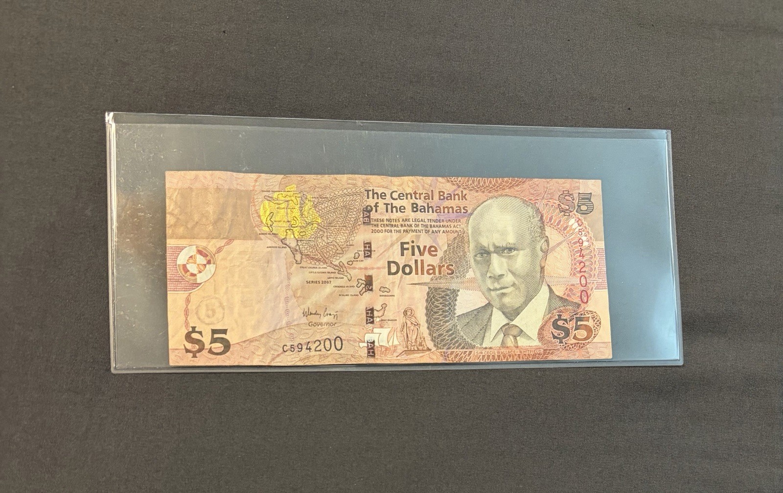 Bahamas 5 Dollar Bill Series 2007 In Great Condition!! C594200