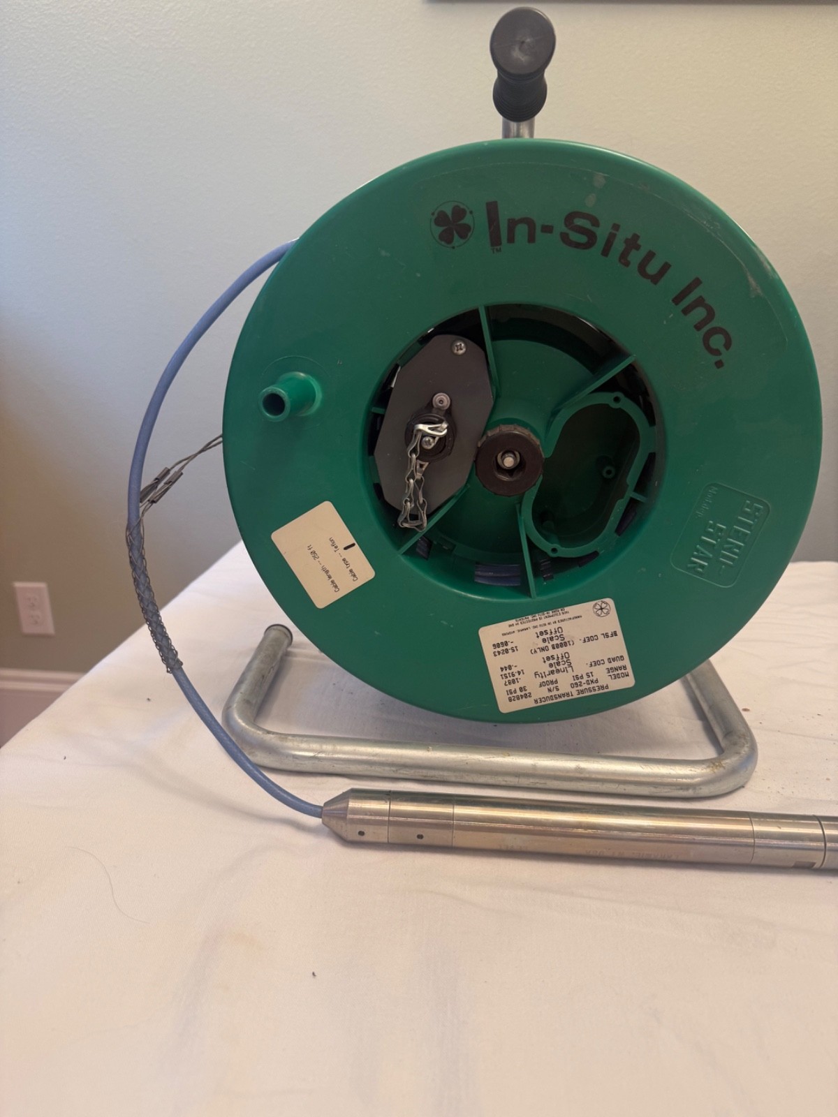 In-Situ PXD-260 Pressure Transducer 15/30psi w/250ft Teflon Cable,  Reel & Stand