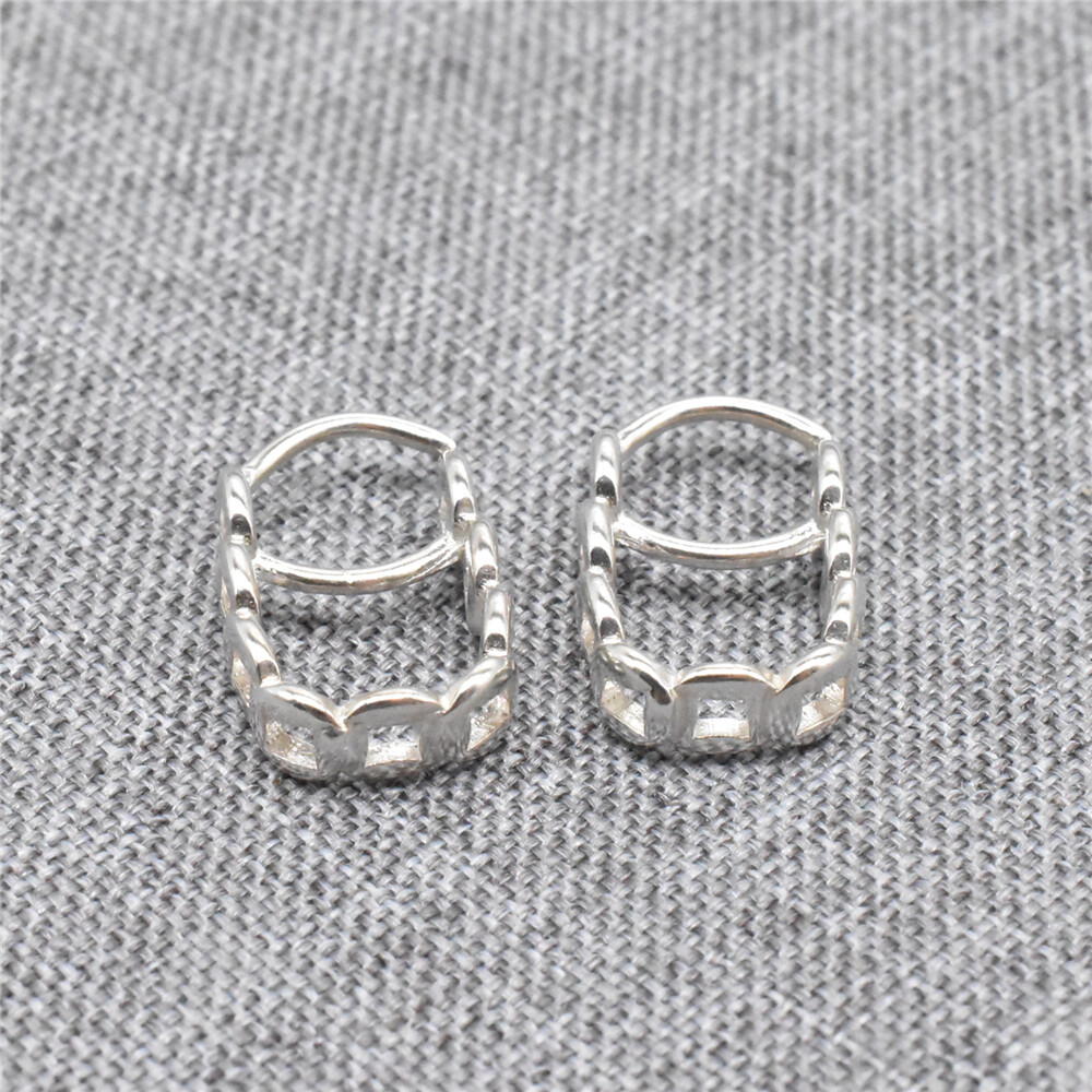4pcs of 925 Sterling Silver Pinch Bails with Overlap Coin Design for Gemstone